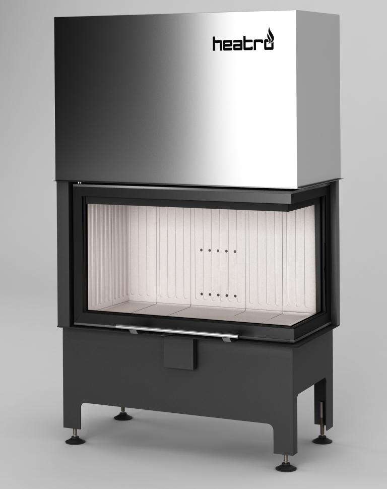 Zestaw kominek powietrzny stalowy KRATKI LUCY Prawy BLACK 14 kW Ø 200 z akcesoriami Heatro 69PH - Zestaw kominek powietrzny stalowy KRATKI LUCY Prawy BLACK 14 kW Ø 200 z akcesoriami